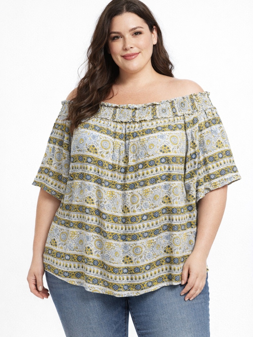 Lane Bryant Women’s  26/28 Top Blouse Shirt Floral Short Off Sleeve Pullover